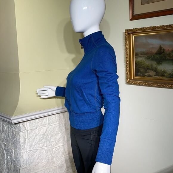 Lululemon Da Bomber Full Zip Up Jacket Blue Herringbone - Picture 5 of 14